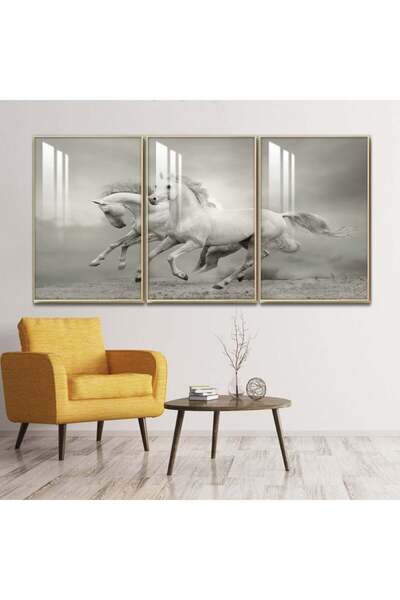 4gdran ثلاث لوحات جدارية خشبية مع برواز خشبي شامبين و طبقة من الاكريلك الشفاف