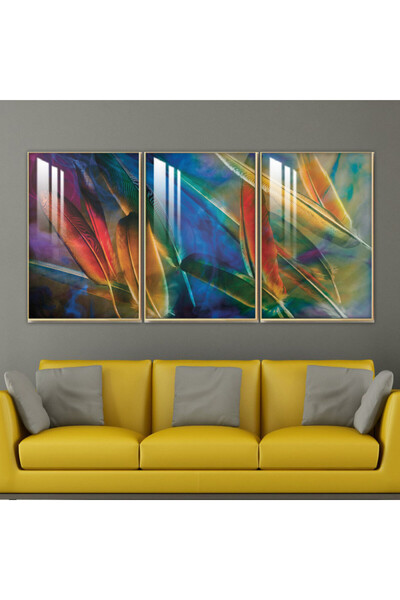 SND ثلاث لوحات جدارية خشبية مع برواز خشبي فضي و طبقة من الاكريلك الشفاف