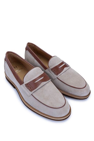 Redwood Men's Genuine Leather Sand Beige Loafer Shoes
