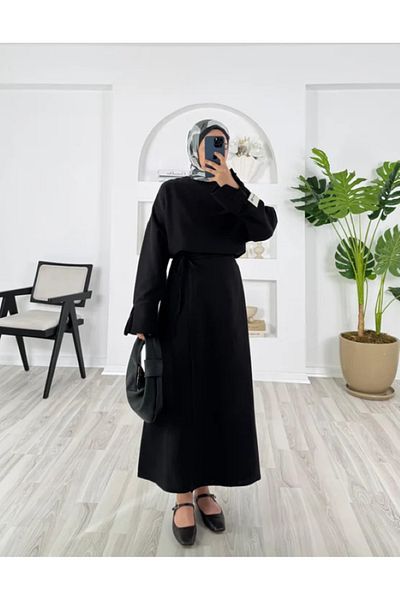 EFSUN MODA Linen Skirt Suit with Sleeves with Drawing One Sleeve Label Detail