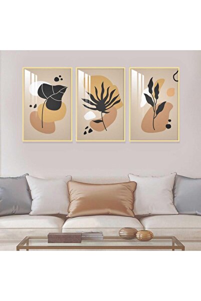 SND ثلاث لوحات جدارية خشبية بتصميم الفن البوهيمي مع برواز خشبي ذهبي و طبقة من...