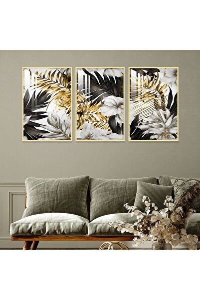 SND ثلاث لوحات جدارية خشبية مع برواز خشبي ذهبي و طبقة من الاكريلك الشفاف