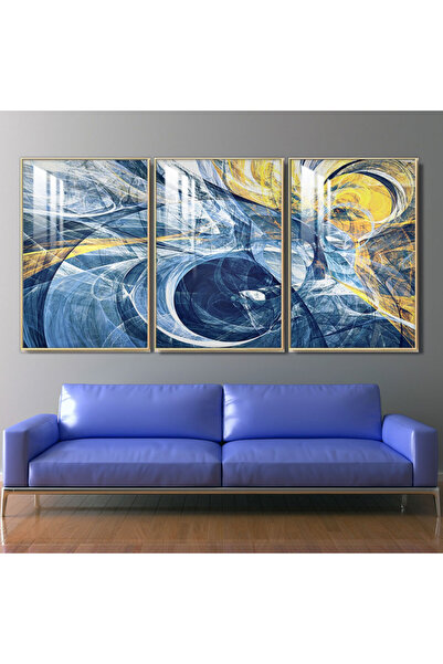 4gdran ثلاث لوحات جدارية خشبية مع برواز خشبي ذهبي و طبقة من الاكريلك الشفاف