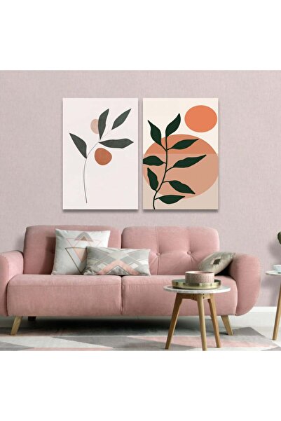 4gdran لوحة قماشية ثنائية بتصميم مودرن مع برواز ذهبي مجوف