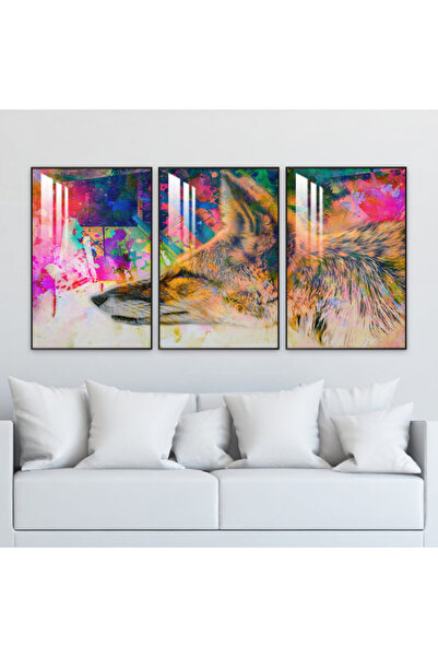 4gdran ثلاث لوحات جدارية خشبية مع برواز خشبي شامبين و طبقة من الاكريلك الشفاف