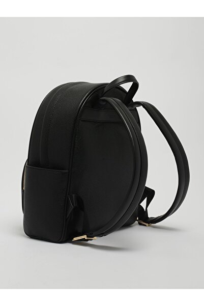 Michael Kors Women's Plain Leather Small Pocket Zipper Closure Adjustable Strap Black Backpack 30S4G8Xb2L-Black