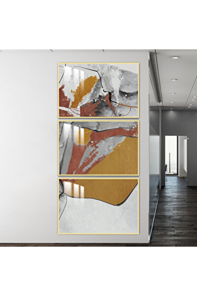 4gdran ثلاث لوحات جدارية خشبية مع برواز خشبي ذهبي و طبقة من الاكريلك الشفاف
