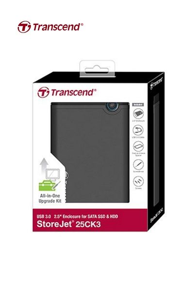 Transcend Enclosure Kit for 2.5” SSD/HDD Hard Drives and Solid State Drives | TS0GSJ25CK3