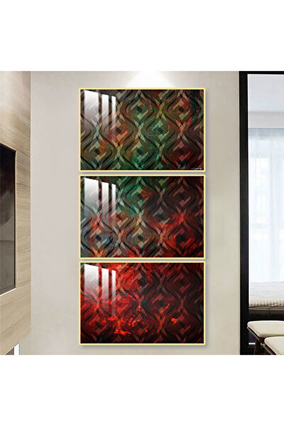 4gdran ثلاث لوحات جدارية خشبية مع برواز خشبي ذهبي و طبقة من الاكريلك الشفاف