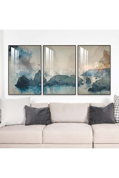 SND ثلاث لوحات جدارية خشبية مع برواز خشبي شامبين و طبقة من الاكريلك الشفاف