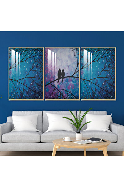 4gdran ثلاث لوحات جدارية خشبية مع برواز خشبي فضي و طبقة من الاكريلك الشفاف