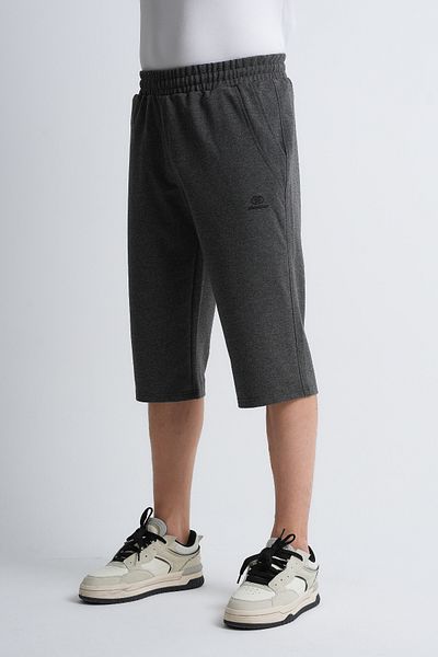 Shooter Sportswear Men's Summer Capri Elite Anthracite Embroidery Detailed Comfortable Fit Adjustable Elastic Waist Long Shorts