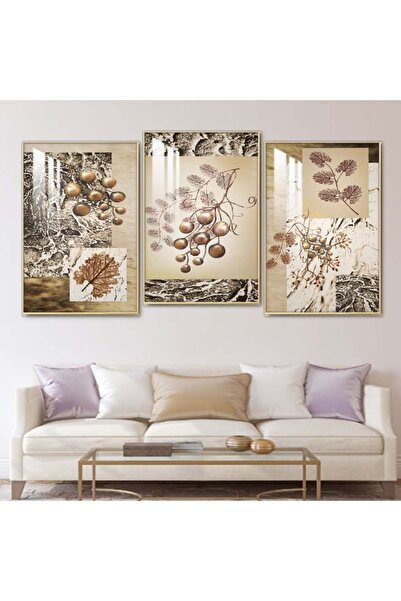 SND ثلاث لوحات جدارية خشبية مع برواز خشبي شامبين و طبقة من الاكريلك الشفاف