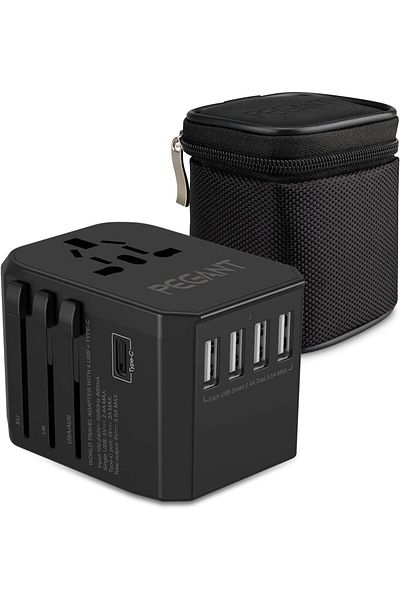Generic PEGANT Universal Travel Adapter with 4 USB-A and 1 USB-C, International Plug Charger for US UK EU AU