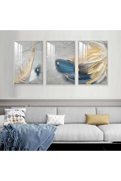 4gdran ثلاث لوحات جدارية خشبية مع برواز خشبي فضي و طبقة من الاكريلك الشفاف