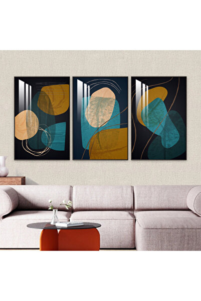 4gdran ثلاث لوحات جدارية خشبية مع برواز خشبي اسود و طبقة من الاكريلك الشفاف