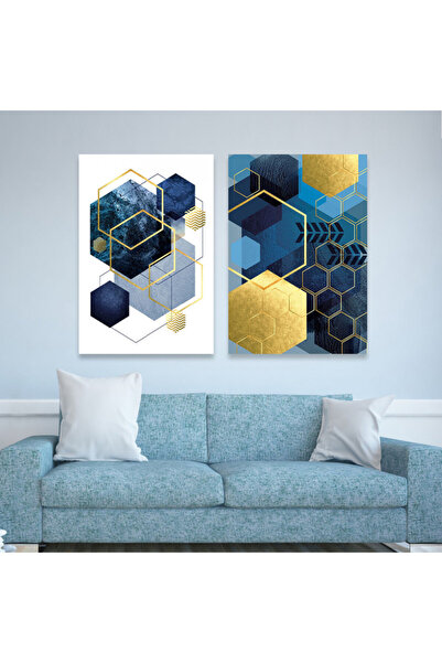 SND لوحة قماشية ثنائية بتصميم مودرن مع برواز خشبي مخفي