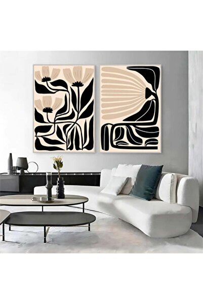 Marktna لوحة قماشية ثنائية بتصميم تجريدي مع برواز فضي مجوف