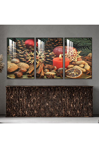 4gdran ثلاث لوحات جدارية خشبية مع برواز خشبي فضي و طبقة من الاكريلك الشفاف