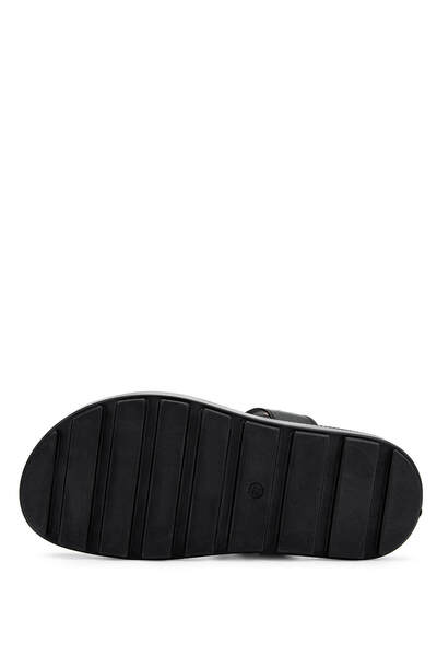 Tamer Tanca Women's Genuine Leather Black Flat Slippers