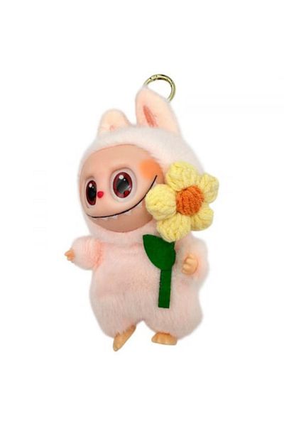 BaoBao Labubu Plus 18cm with Flower – Fluffy Plush Toy, Pastel Colors