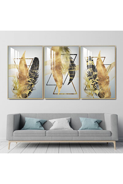 4gdran ثلاث لوحات جدارية خشبية مع برواز خشبي شامبين و طبقة من الاكريلك الشفاف