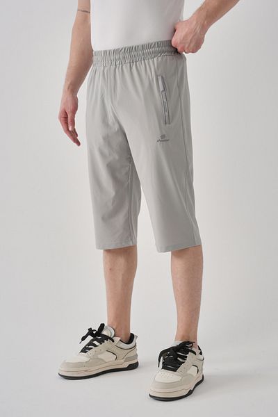 Shooter Gray Men's Capri Breathable Zippered Minimal Embroidery Detail