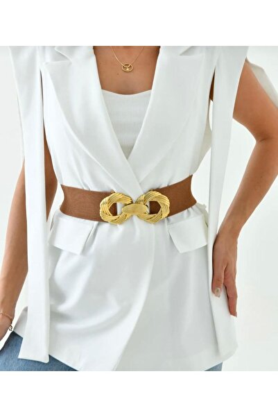 Lydie's Curea elastică maro pentru femei, cu design cu cataramă