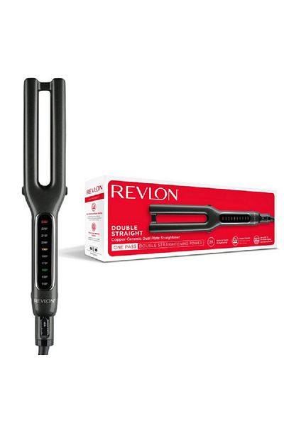 Revlon Double Straight Copper Ceramic Dual Plate Hair Straightener Black Length:36 cm