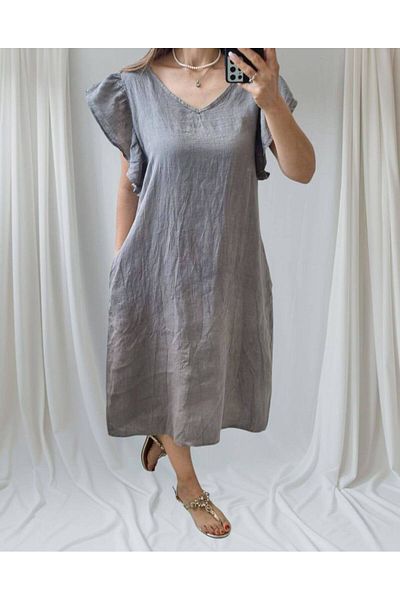 GLAMSI Women's 100% Linen Dress – Light and Natural
