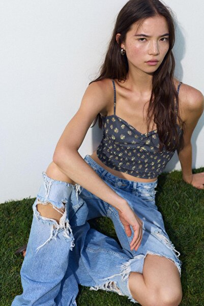 Pull & Bear Çiçekli askılı bluz