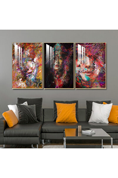 4gdran ثلاث لوحات جدارية خشبية مع برواز خشبي شامبين و طبقة من الاكريلك الشفاف