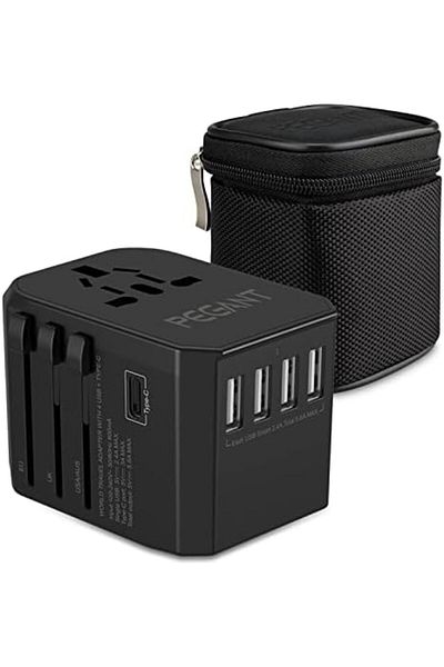 Generic PEGANT Universal Travel Adapter with 4 USB-A and 1 USB-C, International Plug Charger for US UK EU AU