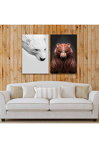 SND لوحة قماشية ثنائية بتصميم حيوانات مع برواز خشبي مخفي