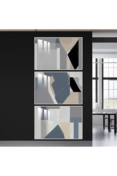 4gdran ثلاث لوحات جدارية خشبية مع برواز خشبي فضي و طبقة من الاكريلك الشفاف