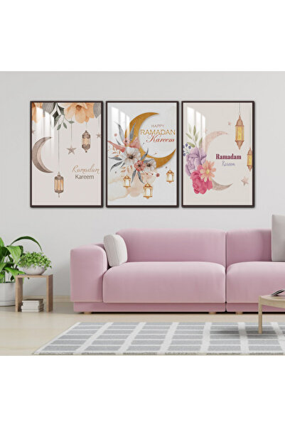 4gdran ثلاث لوحات جدارية خشبية مع برواز خشبي شامبين و طبقة من الاكريلك الشفاف