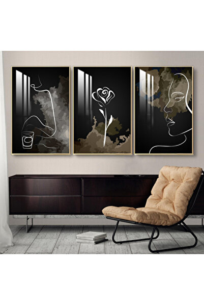 SND ثلاث لوحات جدارية خشبية مع برواز خشبي شامبين و طبقة من الاكريلك الشفاف