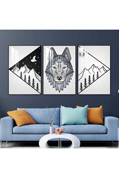 4gdran ثلاث لوحات جدارية خشبية مع برواز خشبي فضي و طبقة من الاكريلك الشفاف