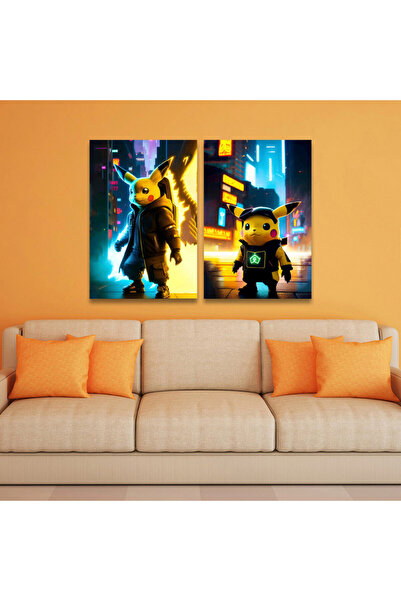 Marktna لوحة قماشية ثنائية بتصميم أنمي مع برواز شامبين مجوف