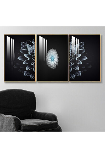 4gdran ثلاث لوحات جدارية خشبية مع برواز خشبي فضي و طبقة من الاكريلك الشفاف