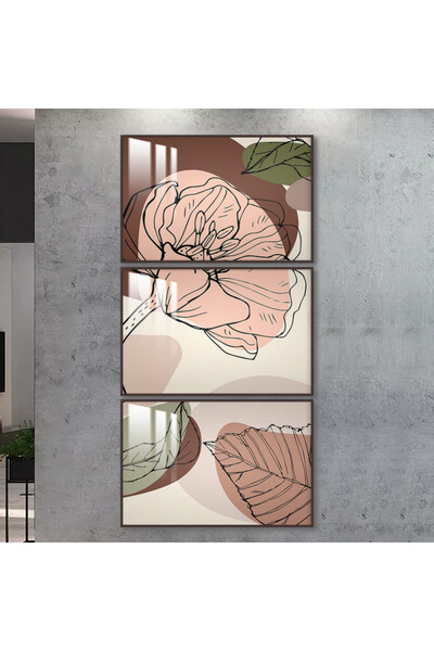 4gdran ثلاث لوحات جدارية خشبية مع برواز خشبي بني و طبقة من الاكريلك الشفاف