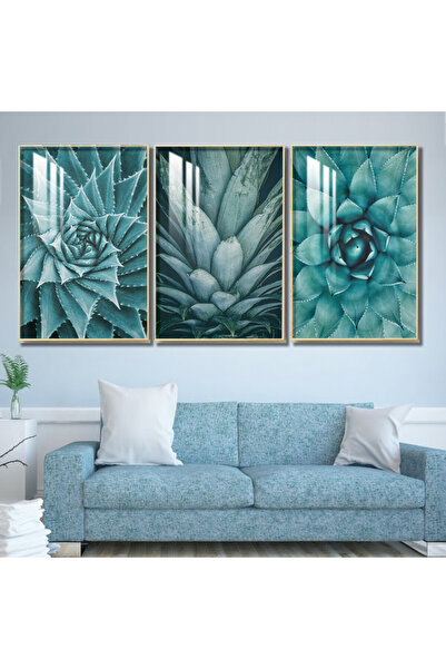 SND ثلاث لوحات جدارية خشبية مع برواز خشبي ذهبي و طبقة من الاكريلك الشفاف