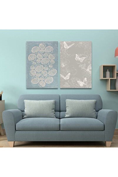 Marktna لوحة قماشية ثنائية بتصميم مودرن مع برواز شامبين مجوف