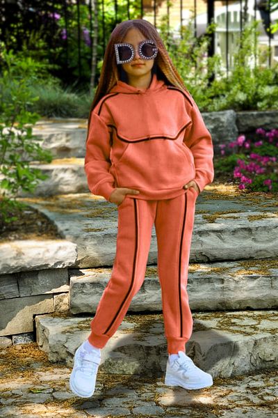 Fox Moda Girl's Hundred Percent Cotton Hooded Double Bottom Top Set