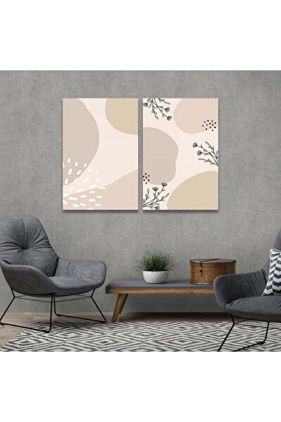 4gdran لوحة قماشية ثنائية بتصميم مودرن مع برواز ذهبي مجوف