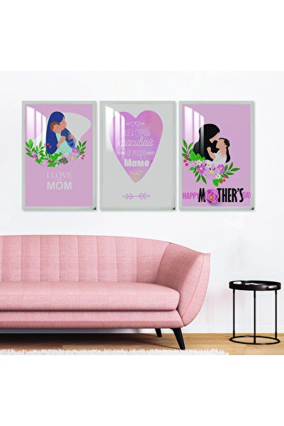 4gdran ثلاث لوحات جدارية خشبية مع برواز خشبي فضي و طبقة من الاكريلك الشفاف