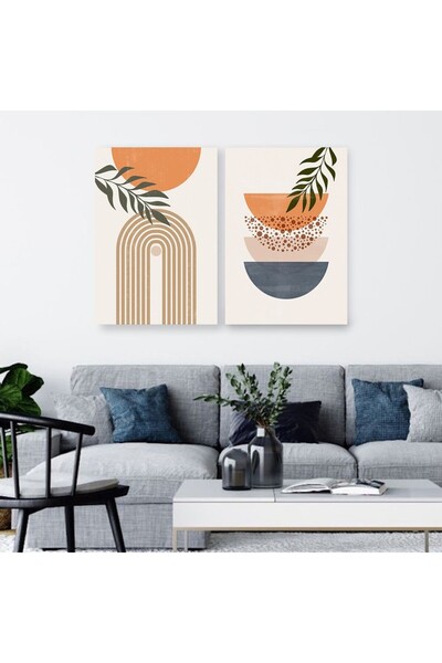 SND لوحة قماشية ثنائية بتصميم الفن البوهيمي مع برواز خشبي مخفي