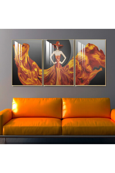 SND ثلاث لوحات جدارية خشبية مع برواز خشبي شامبين و طبقة من الاكريلك الشفاف