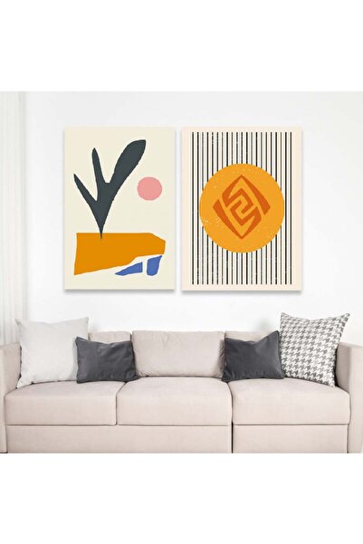 SND لوحة قماشية ثنائية بتصميم مودرن مع برواز فضي مجوف