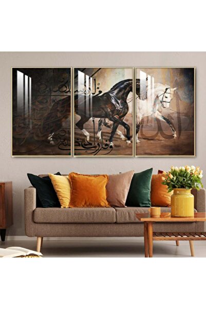 4gdran ثلاث لوحات جدارية خشبية مع برواز خشبي شامبين و طبقة من الاكريلك الشفاف